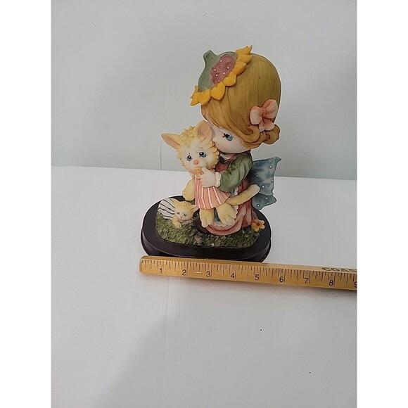 Vintage Precious Moments  Belle & Benny  Girl Sad Face  And Kitten Figure - Picture 11 of 12
